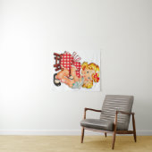 Klein meisje retro vintage pop kind wandkleed (In Situ (horizontaal))