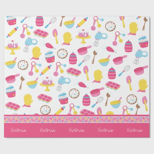 Klein meisje roze roze rokerrok Kind Cadeaupapier (Vlak)