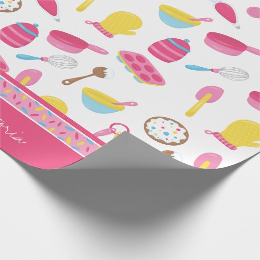 Klein meisje roze roze rokerrok Kind Cadeaupapier (Hoek)