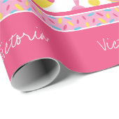 Klein meisje roze roze rokerrok Kind Cadeaupapier (Rol Hoek)