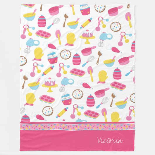 Klein meisje roze roze rokerrok Kind Fleece Deken (Voorkant)