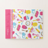 Klein meisje roze roze rokerrok Kind Legpuzzel (Horizontaal)