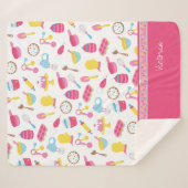 Klein meisje roze roze rokerrok Kind Sherpa Deken (Voorkant (horizontaal))