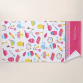 Klein meisje roze roze rokerrok Kind Strandlaken (Voorkant)