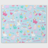 Klein meisje schattig Llamacorn pastel patroon Cadeaupapier (Vlak)