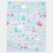 Klein meisje schattig Llamacorn pastel patroon Fleece Deken (Voorkant)