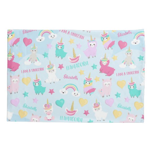 Klein meisje schattig Llamacorn pastel patroon Kussensloop (Achterkant)