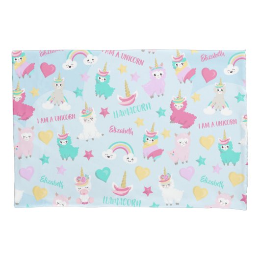 Klein meisje schattig Llamacorn pastel patroon Kussensloop (Voorkant)