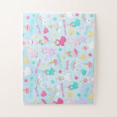 Klein meisje schattig Llamacorn pastel patroon Legpuzzel (Verticaal)