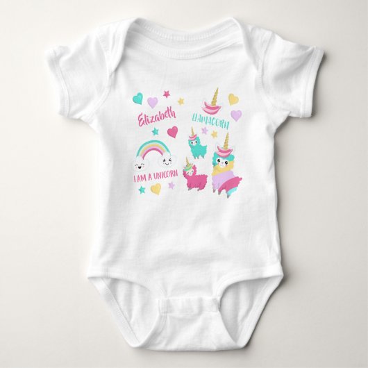 Klein meisje schattig Llamacorn pastel patroon Romper (Voorkant)
