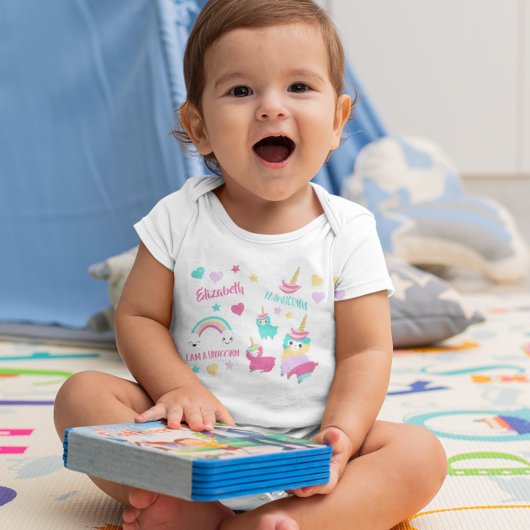 Klein meisje schattig Llamacorn pastel patroon Romper