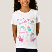 Klein meisje schattig Llamacorn pastel patroon T-shirt (Voorkant)
