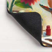 Klein Meisje Schilderen Een Bloem Muismat (Hoek)