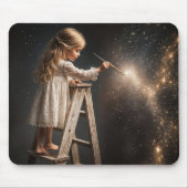 Klein meisje schildert nachtsterren muismat (Voorkant)