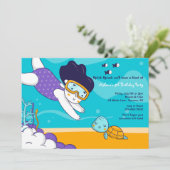 Klein meisje snorkelt kaart (Staand voorkant)