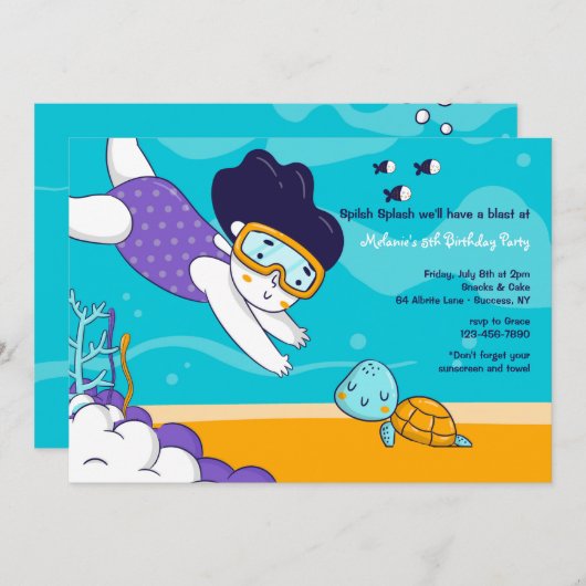 Klein meisje snorkelt kaart (Voorkant / Achterkant)