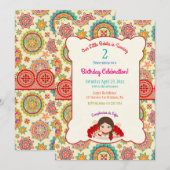 Klein Meisje Spaanse Kleding Kleurrijk Kaart (Voorkant / Achterkant)