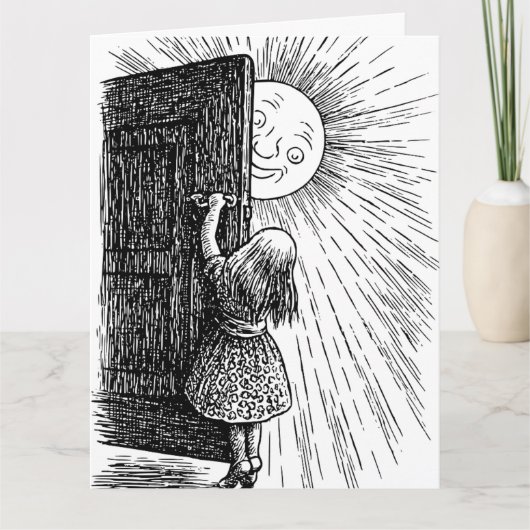 KLEIN MEISJE SUNSHINE ART VERJAARDAG WENSKAART BEDANKKAART (Voorkant)