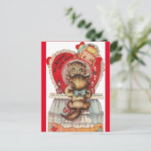  klein meisje & Valentijn van 1950 Briefkaart (Staand voorkant)