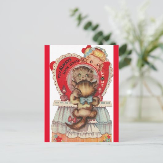  klein meisje & Valentijn van 1950 Briefkaart (Staand voorkant)