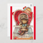  klein meisje & Valentijn van 1950 Briefkaart (Voorkant / Achterkant)