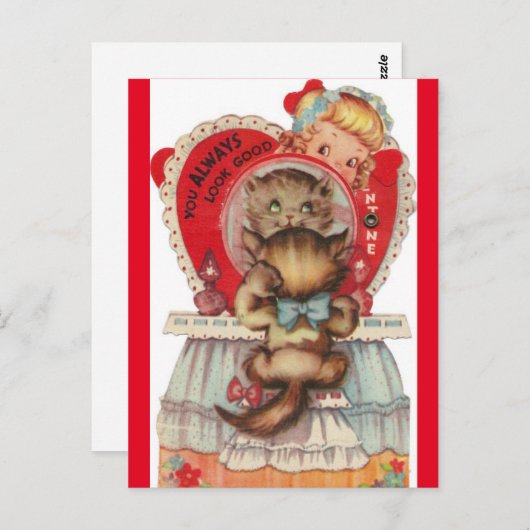  klein meisje & Valentijn van 1950 Briefkaart (Voorkant / Achterkant)