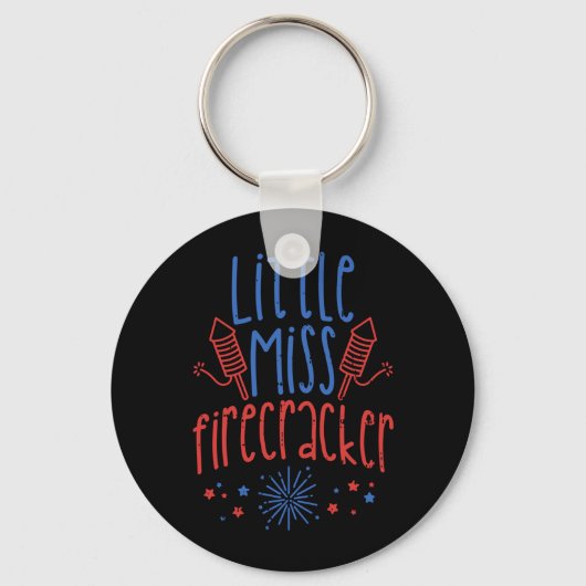 Klein Meisje Vuurwerk Grappige 4e Juli Patriottisc Sleutelhanger (Voorkant)