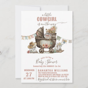 Klein meisje Wild West Boho Baby Girl Shower Kaart