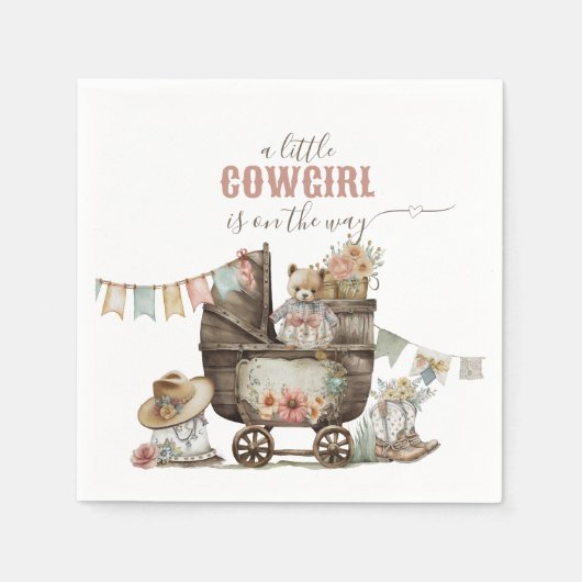 Klein meisje Wild West Boho Baby Girl Shower Servet (Voorkant)