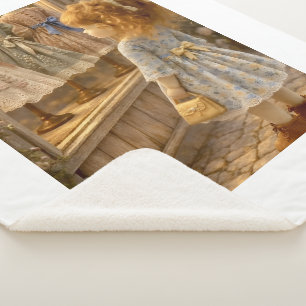 Klein meisje winkelraam knusse fleece deken