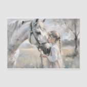 Klein meisje Witte Paard Decoupage Tissuepapier (Voorkant)