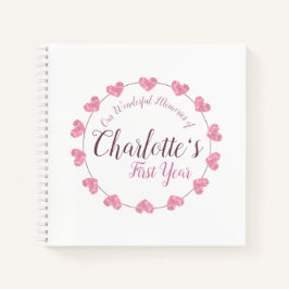 Klein meisje's eerste jaartal en pap blanco journa notitieboek