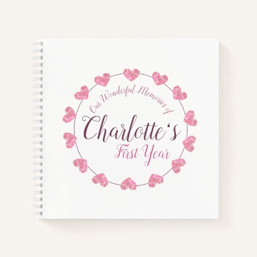 Klein meisje's eerste jaartal en pap blanco journa notitieboek (Voorkant)