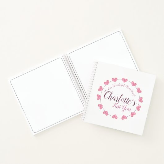 Klein meisje's eerste jaartal en pap blanco journa notitieboek (Binnen)