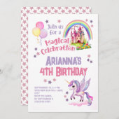 Klein Meisje's Kasteel 4e Verjaardag Kaart (Voorkant / Achterkant)