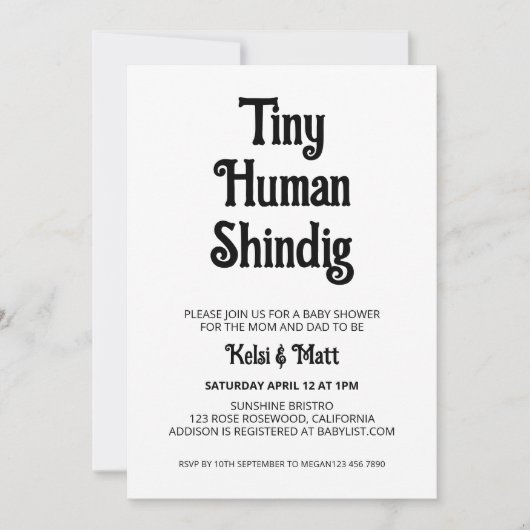 Klein menselijk Shindig modern neutraal Baby showe Kaart (Voorkant)
