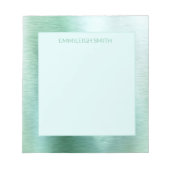 Klein metaal Iridescent Mint Green Name Notitieblo Notitieblok (Voorkant)