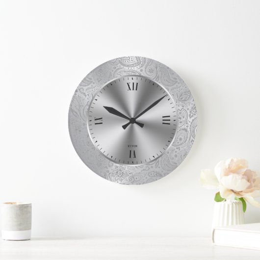 Klein metaalzilver en  paisley grote klok (Huis)