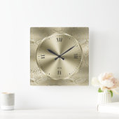 Klein metalen paling Gold en  Paisley Vierkante Klok (Huis)