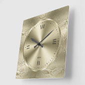 Klein metalen paling Gold en  Paisley Vierkante Klok (Hoek)
