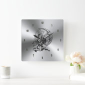 Klein metalen roestvrij staal & Sagittarius Sign Vierkante Klok (Huis)