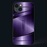 Klein metallisch donkerblauw geborsteld aluminium  Case-Mate iPhone case<br><div class="desc">Kleine donkerblauwe tinten metallisch ontwerp geborsteld aluminium uiterlijk. Aangepast en optioneel monogram. Koel mannelijk ontwerp. Beschikbaar op andere producten</div>