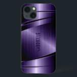 Klein metallisch donkerblauw geborsteld aluminium  Case-Mate iPhone case<br><div class="desc">Kleine donkerblauwe tinten metallisch ontwerp geborsteld aluminium uiterlijk. Aangepast en optioneel monogram. Koel mannelijk ontwerp. Beschikbaar op andere producten</div>