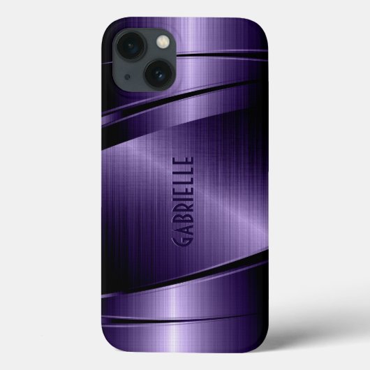 Klein metallisch donkerblauw geborsteld aluminium Case-Mate iPhone case (Achterkant)