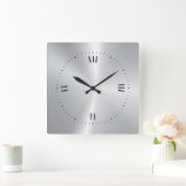 Klein metallisch grijs roestvrij staal vierkante klok (Huis)