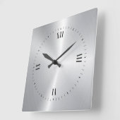 Klein metallisch grijs roestvrij staal vierkante klok (Hoek)