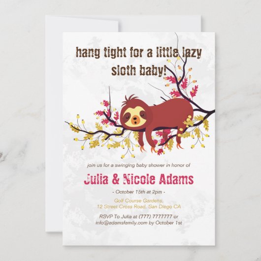 Klein Mignon Lui Lazend Slaap Luiaard Baby Borrel Kaart (Voorkant)