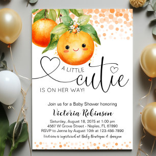 Klein Mignon Sinaasappel Citrus Baby Shower Kaart