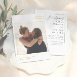 Klein minimale Typografie en Romantic Photo Weddin Folie Uitnodiging<br><div class="desc">Voeg wat shine aan uw trouwuitnodigingen met echte goud, zilver, of roos gouden folie toe! Deze klassieke en tijdloze metallische stijl is zeker om een ander niveau aan uw uitnodigingen toe te voegen. Verklaar uw grote dag in stijl met ons verbluffende minimalistische trouwuitnodigingsontwerp, dat uw aangepaste foto van het verloving...</div>