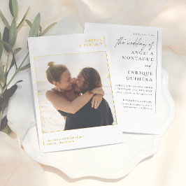 Klein minimale Typografie en Romantic Photo Weddin Folie Uitnodiging